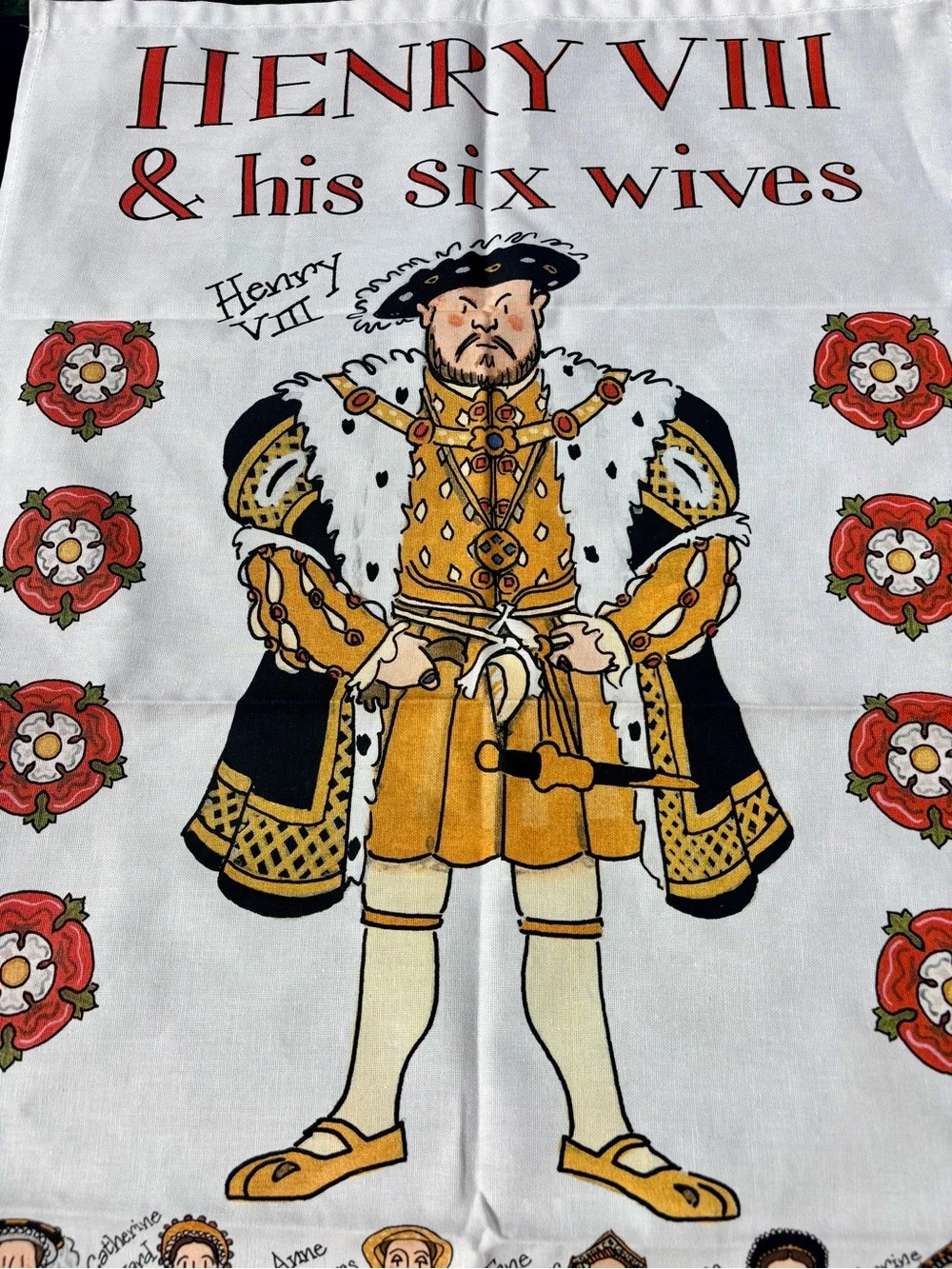 Like New King Henry VIII and His Sic Wives Tea Towel Made in the UK
